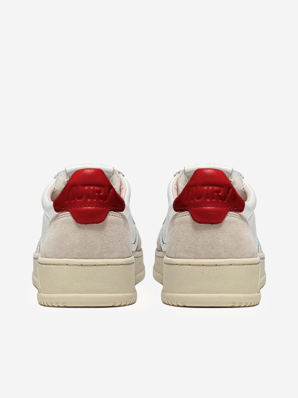 AUTRY M Medalist Low in pelle bianca e rossa e suede beige Bianco Urbanstaroma