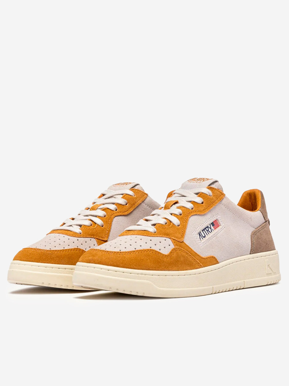 AUTRY M Medalist Low Tricolor in suede bianco e marrone Multicolor Urbanstaroma