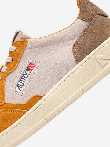 AUTRY M Medalist Low Tricolor in suede bianco e marrone Multicolor