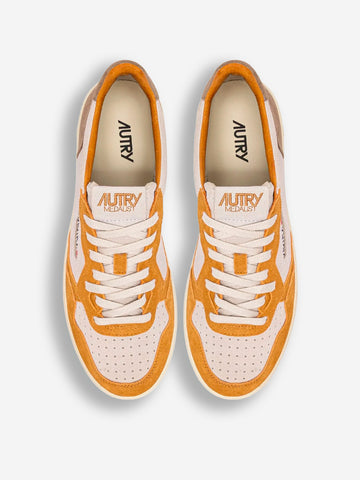 AUTRY M Medalist Low Tricolor in suede bianco e marrone Multicolor