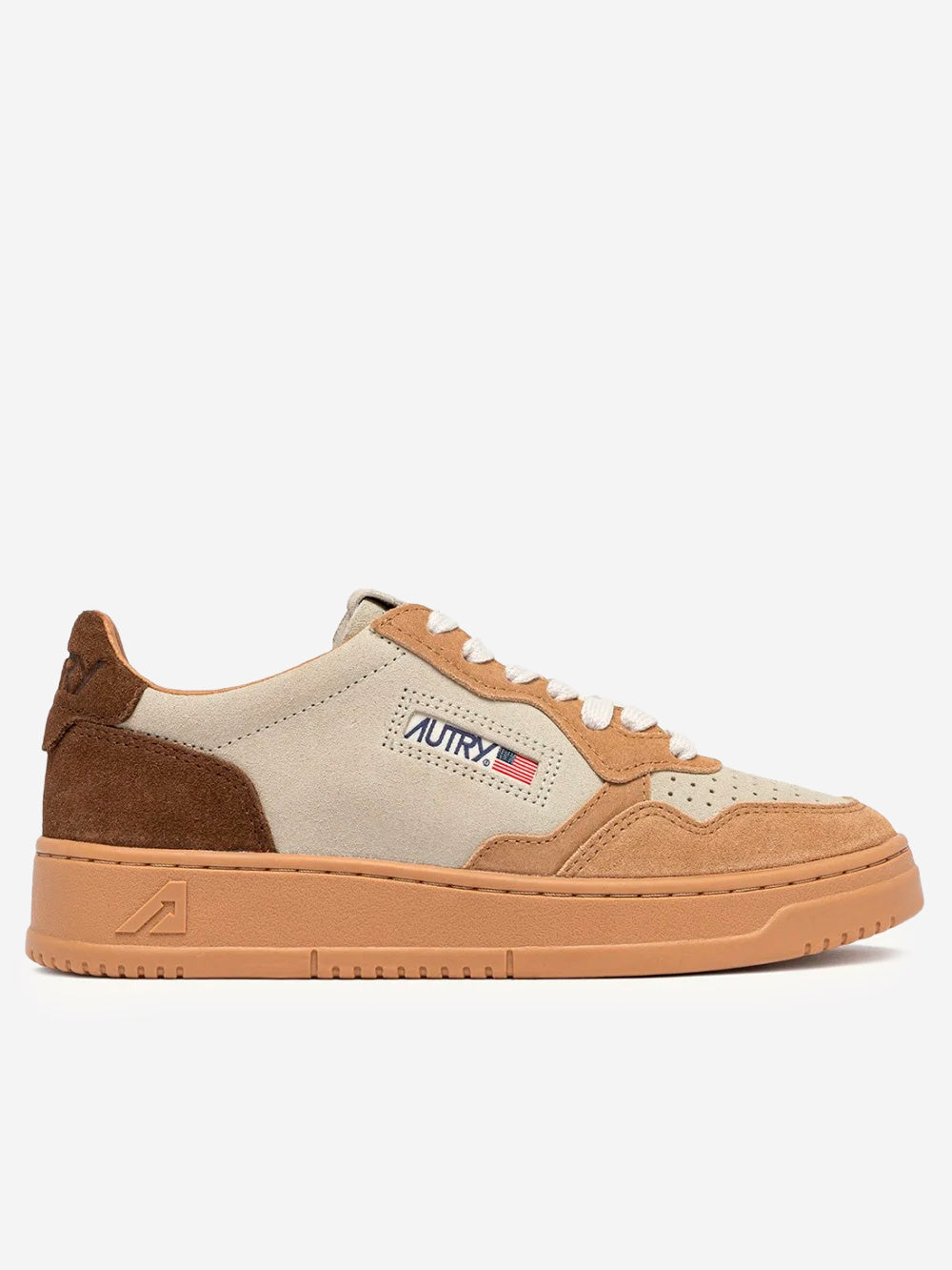 AUTRY M Medalist Low in suede tricolore beige, avorio e marrone Marrone Urbanstaroma
