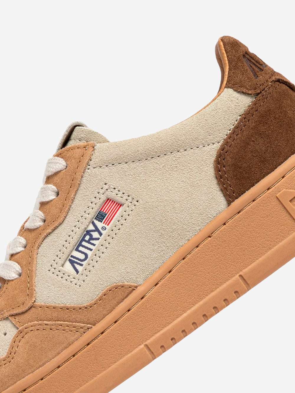 AUTRY M Medalist Low in suede tricolore beige, avorio e marrone Marrone Urbanstaroma