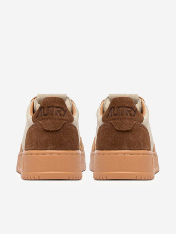 AUTRY M Medalist Low in suede tricolore beige, avorio e marrone Marrone
