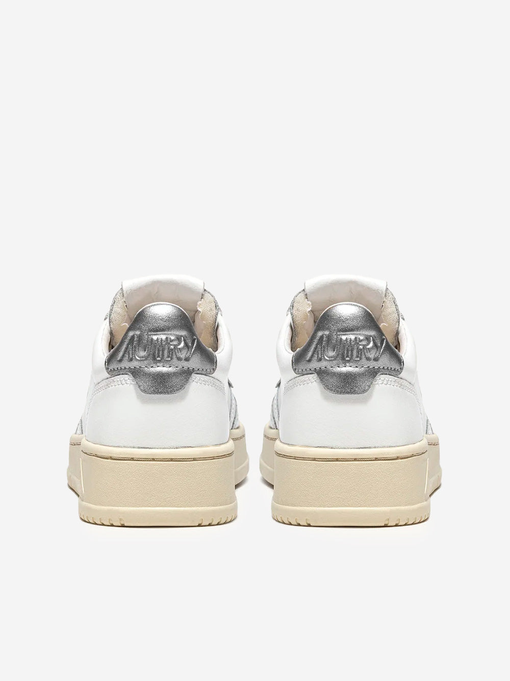 AUTRY W Medalist Low in pelle bianca e argento metallizzato Bianco argento Urbanstaroma