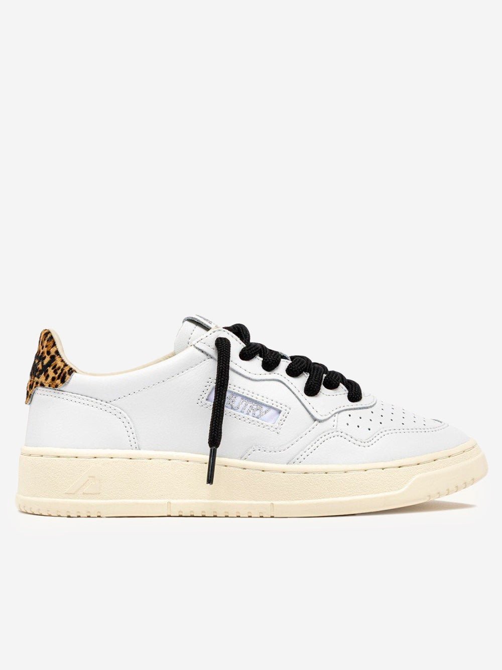 AUTRY W Medalist Low in pelle bianca e leopard Bianco Urbanstaroma