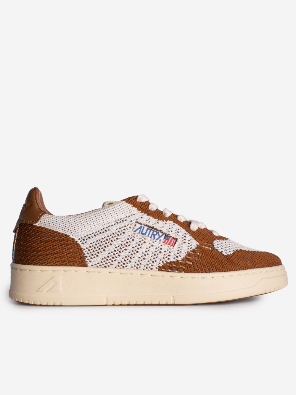 AUTRY M Medalist Easeknit low in maglia marrone e avorio Marrone beige Urbanstaroma