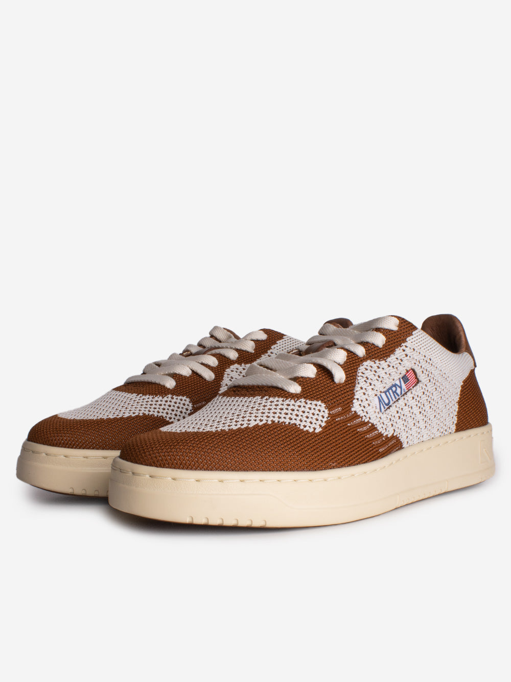 AUTRY M Medalist Easeknit low in maglia marrone e avorio Marrone beige Urbanstaroma