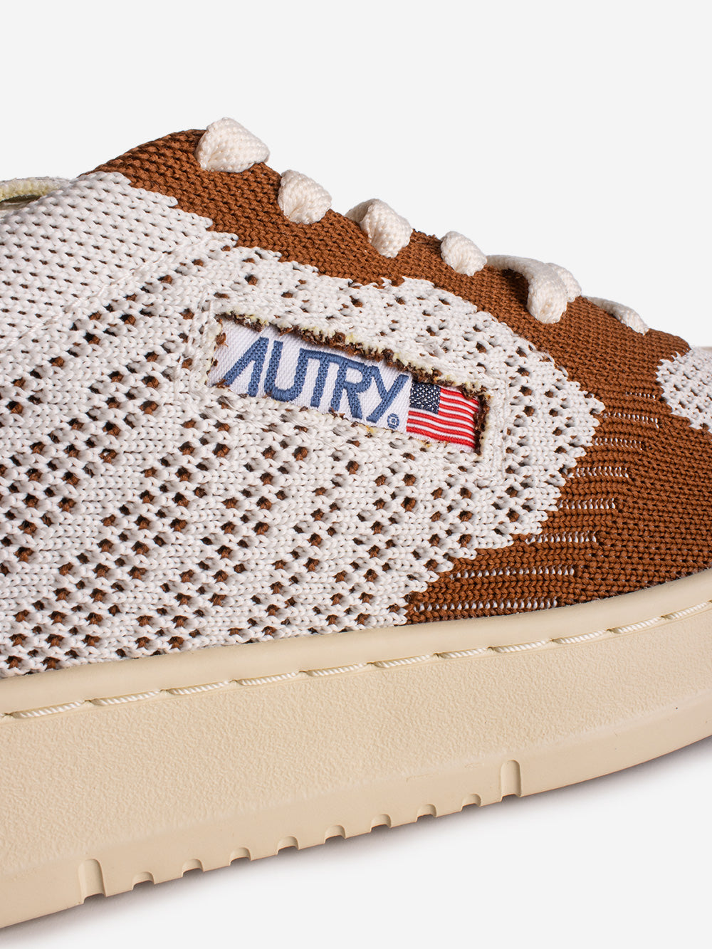 AUTRY M Medalist Easeknit low in maglia marrone e avorio Marrone beige Urbanstaroma