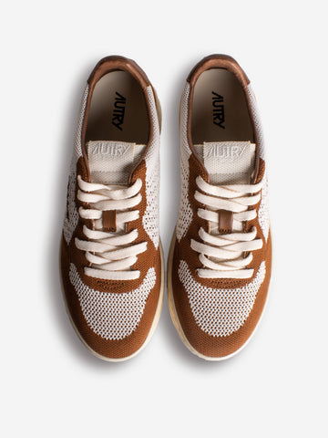 AUTRY M Medalist Easeknit low in maglia marrone e avorio Marrone beige