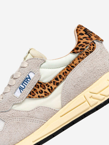 AUTRY W Reelwind Low in nylon e suede bianco con leopard Multicolor