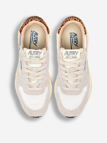 AUTRY W Reelwind Low in nylon e suede bianco con leopard Multicolor