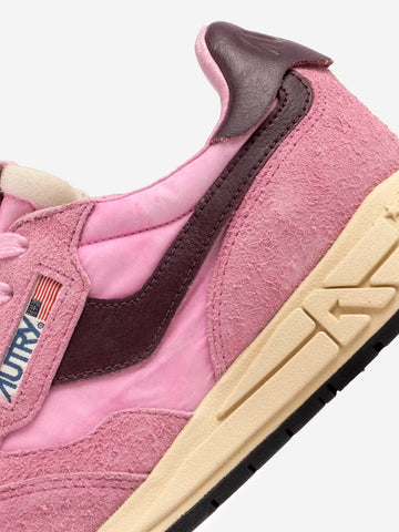 AUTRY W Reelwind Low in nylon e suede bianco con leopard