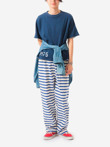 BEAMS BOY T-shirt reversibile blu e bianca con grafica Blu