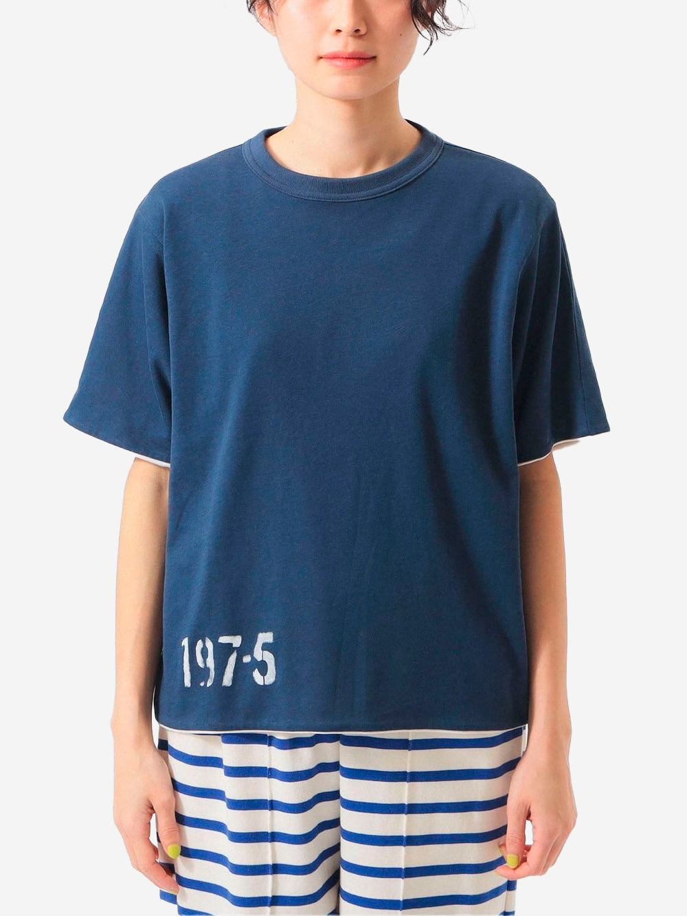 BEAMS BOY T-shirt reversibile blu e bianca con grafica Blu Urbanstaroma