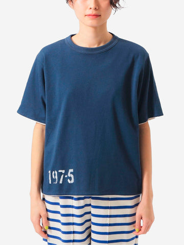 BEAMS BOY T-shirt reversibile blu e bianca con grafica Blu
