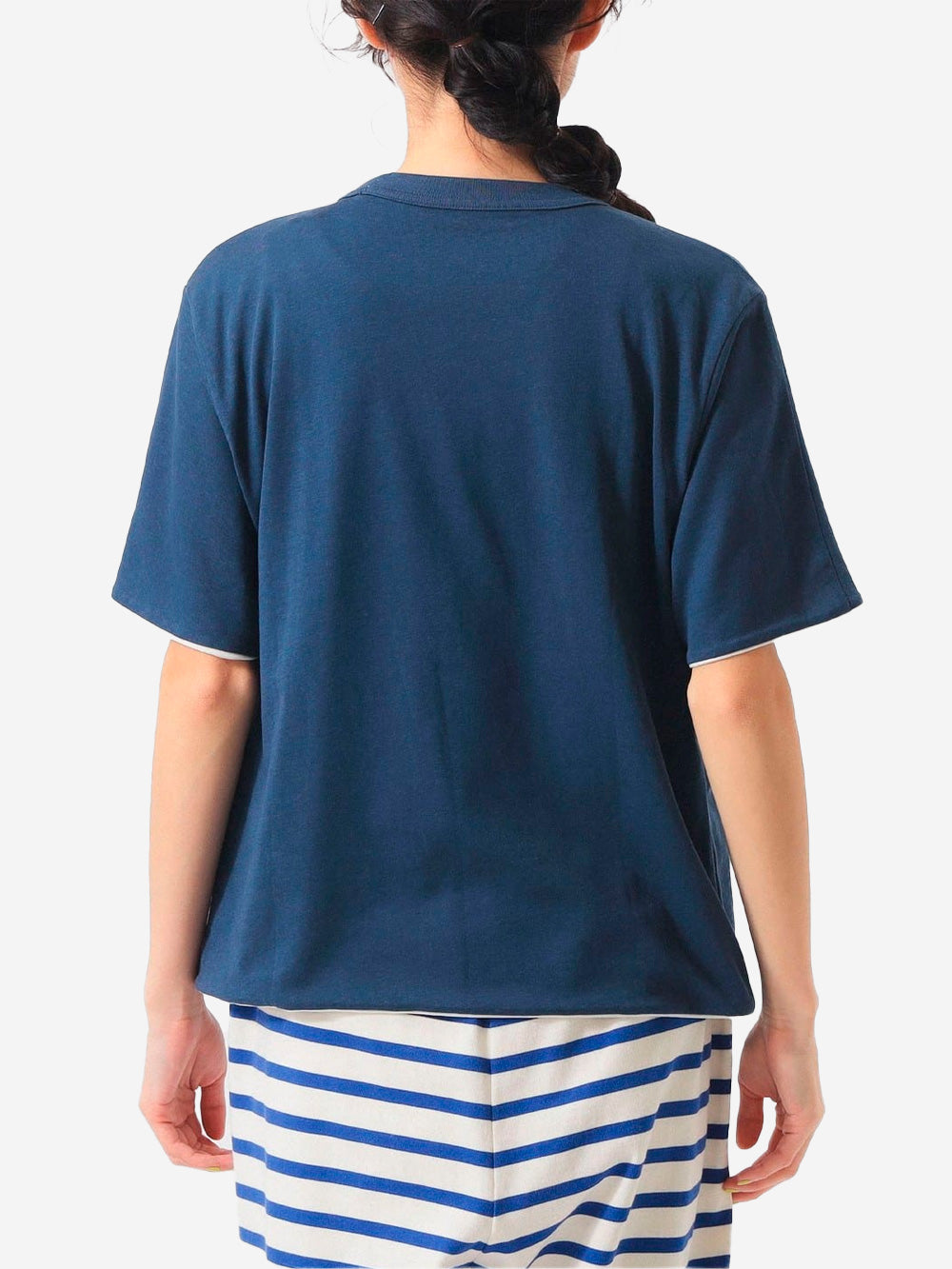 BEAMS BOY T-shirt reversibile blu e bianca con grafica Blu Urbanstaroma