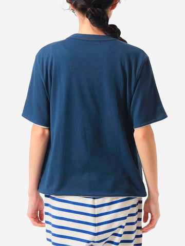 BEAMS BOY T-shirt reversibile blu e bianca con grafica Blu