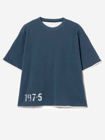 BEAMS BOY T-shirt reversibile blu e bianca con grafica Blu