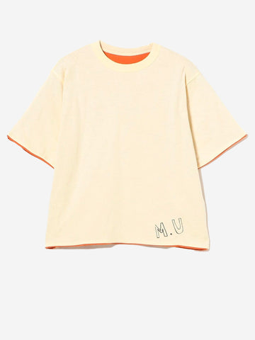 BEAMS BOY T-shirt reversibile gialla e arancione con grafica Giallo