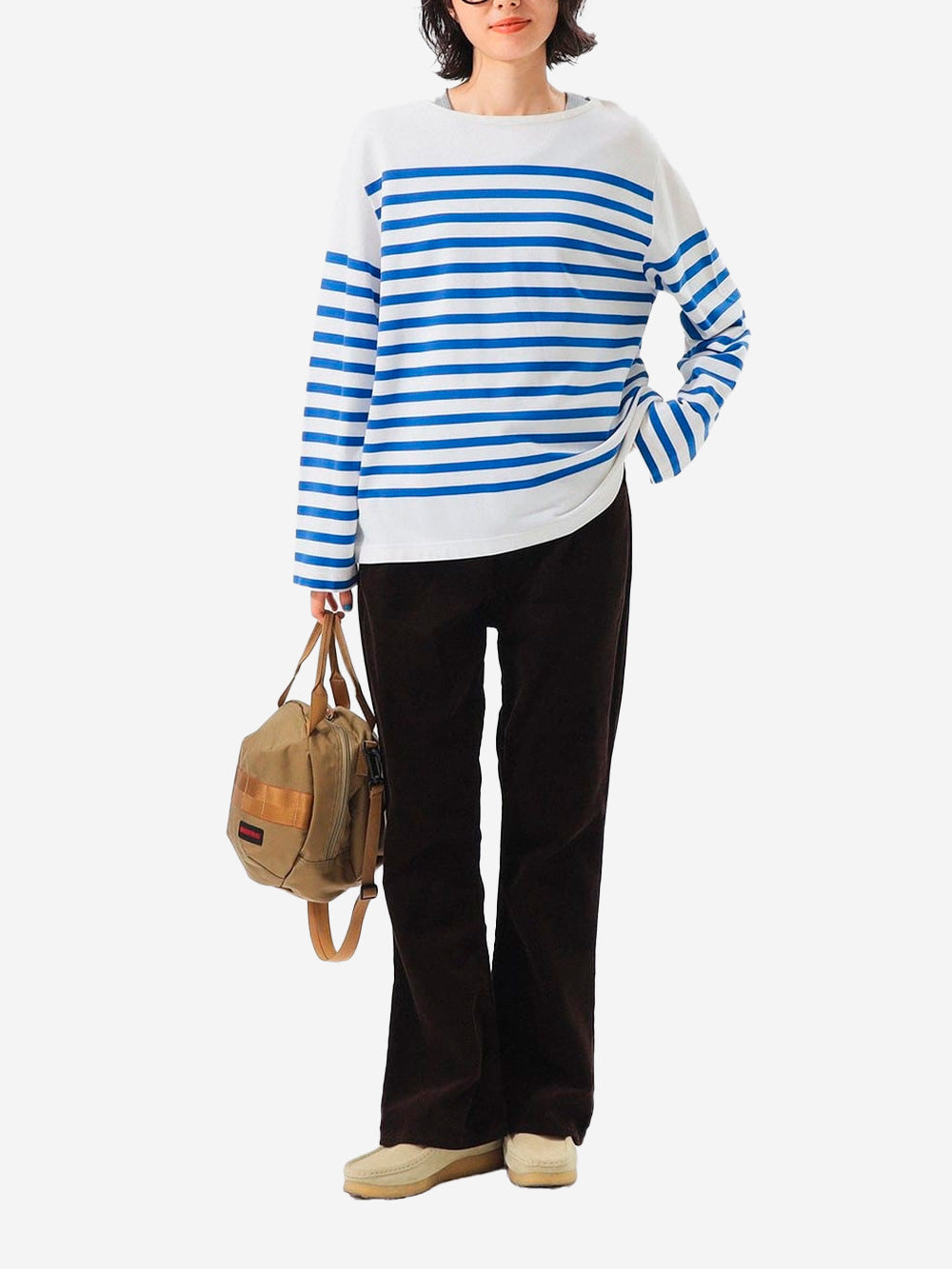 BEAMS BOY T-shirt a righe 'Naval Border' con scollo a barchetta Bianca blu Urbanstaroma