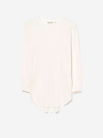 BEAMS BOY T-shirt girocollo a costine con Manica a 3/4 avorio