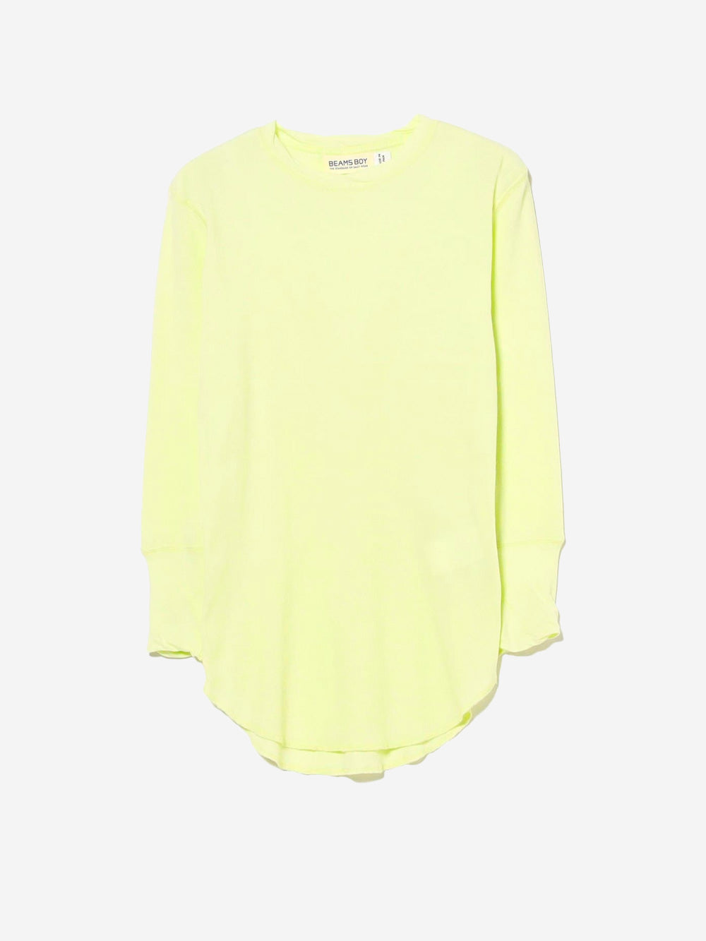 BEAMS BOY T-shirt girocollo lime a costine con Manica a 3/4 verde Urbanstaroma