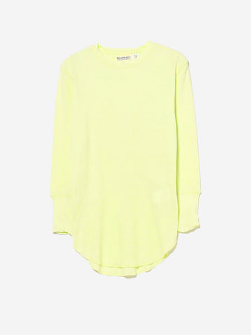 BEAMS BOY T-shirt girocollo lime a costine con Manica a 3/4 verde