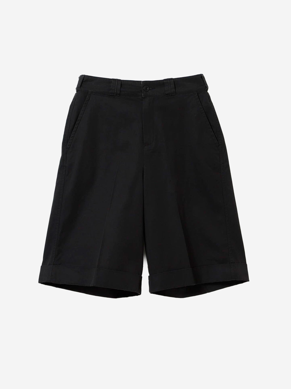 BEAMS BOY Shorts a gamba larga neri con pieghe frontali Nero Urbanstaroma