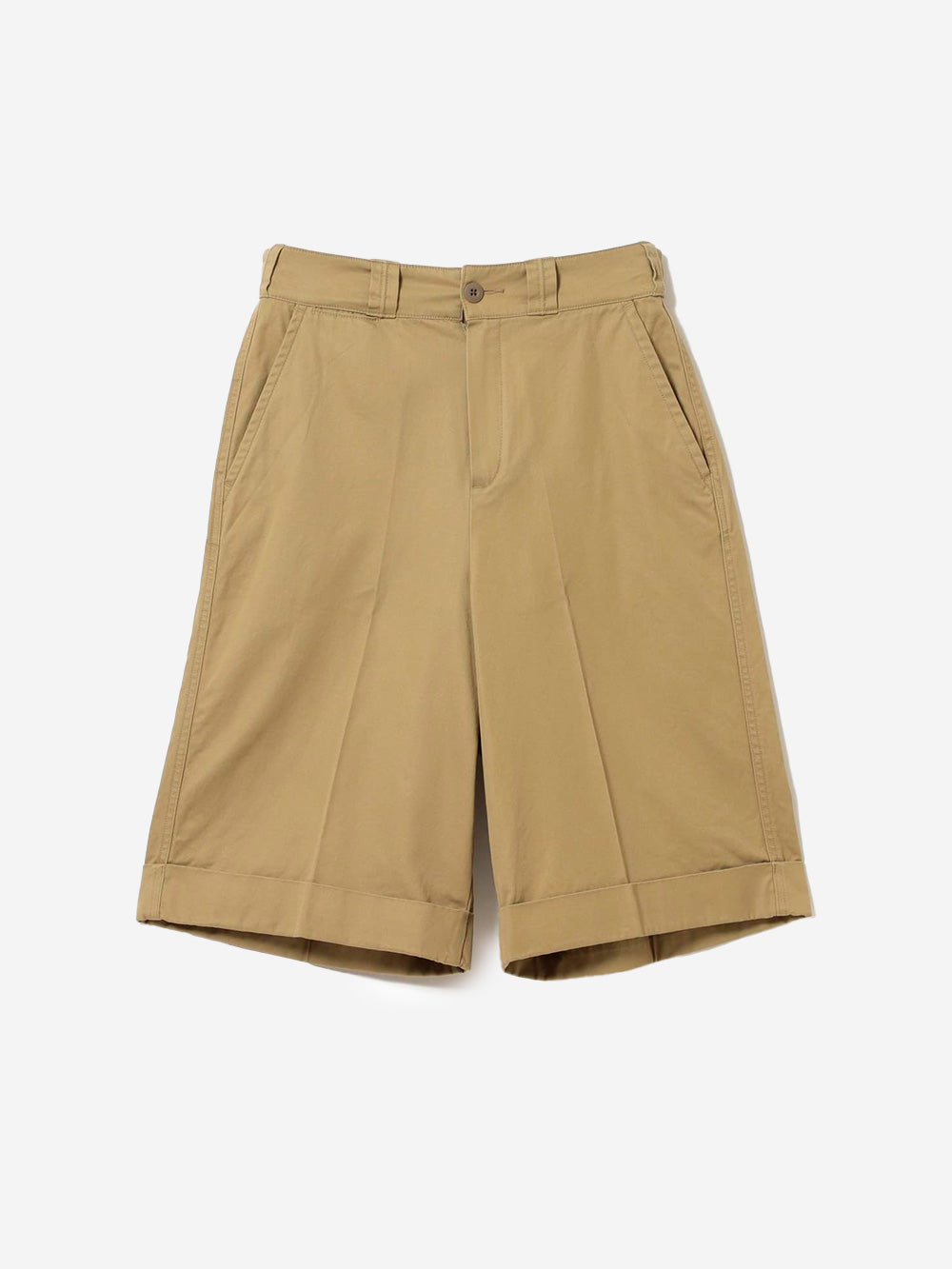 BEAMS BOY Shorts a gamba larga beige khaki con pieghe frontali Beige Urbanstaroma