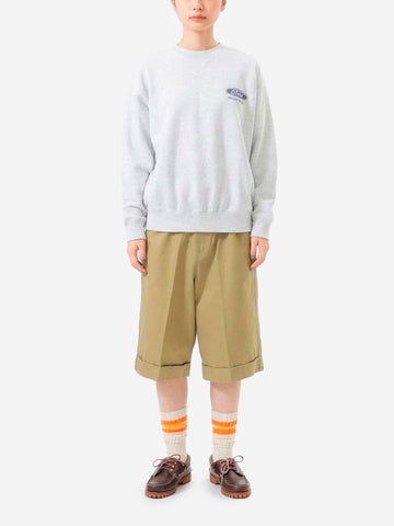 BEAMS BOY Shorts a gamba larga beige khaki con pieghe frontali Beige