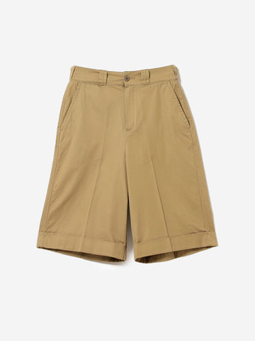 BEAMS BOY Shorts a gamba larga beige khaki con pieghe frontali Beige