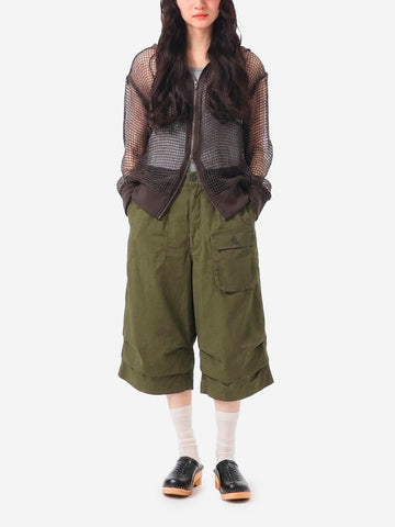 BEAMS BOY Shorts Military verdi con pinces sulle ginocchia e 6 tasche Verde