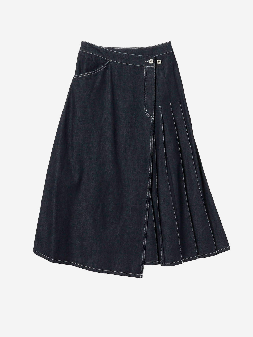 BEAMS BOY Gonna a Portafoglio in Denim plissettato Indigo Urbanstaroma