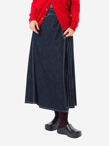 BEAMS BOY Gonna a Portafoglio in Denim plissettato Indigo
