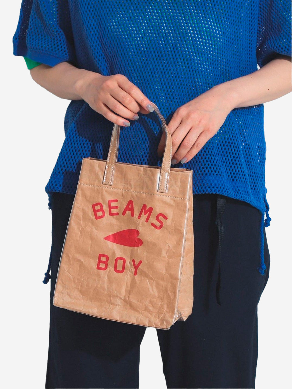 BEAMS BOY Logo Shopping Bag Beige Urbanstaroma