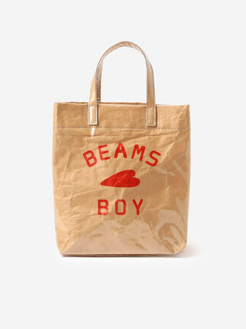 BEAMS BOY Logo Shopping Bag Beige