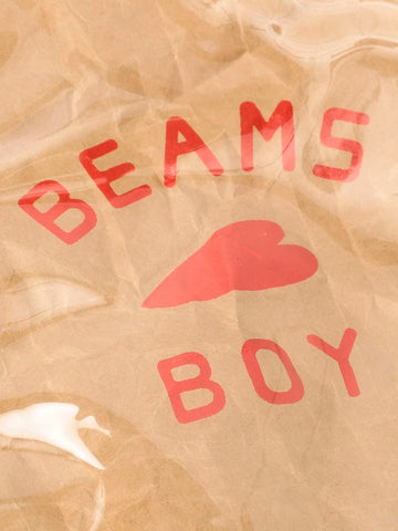BEAMS BOY Logo Pouch Beige
