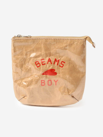 BEAMS BOY Logo Pouch Beige