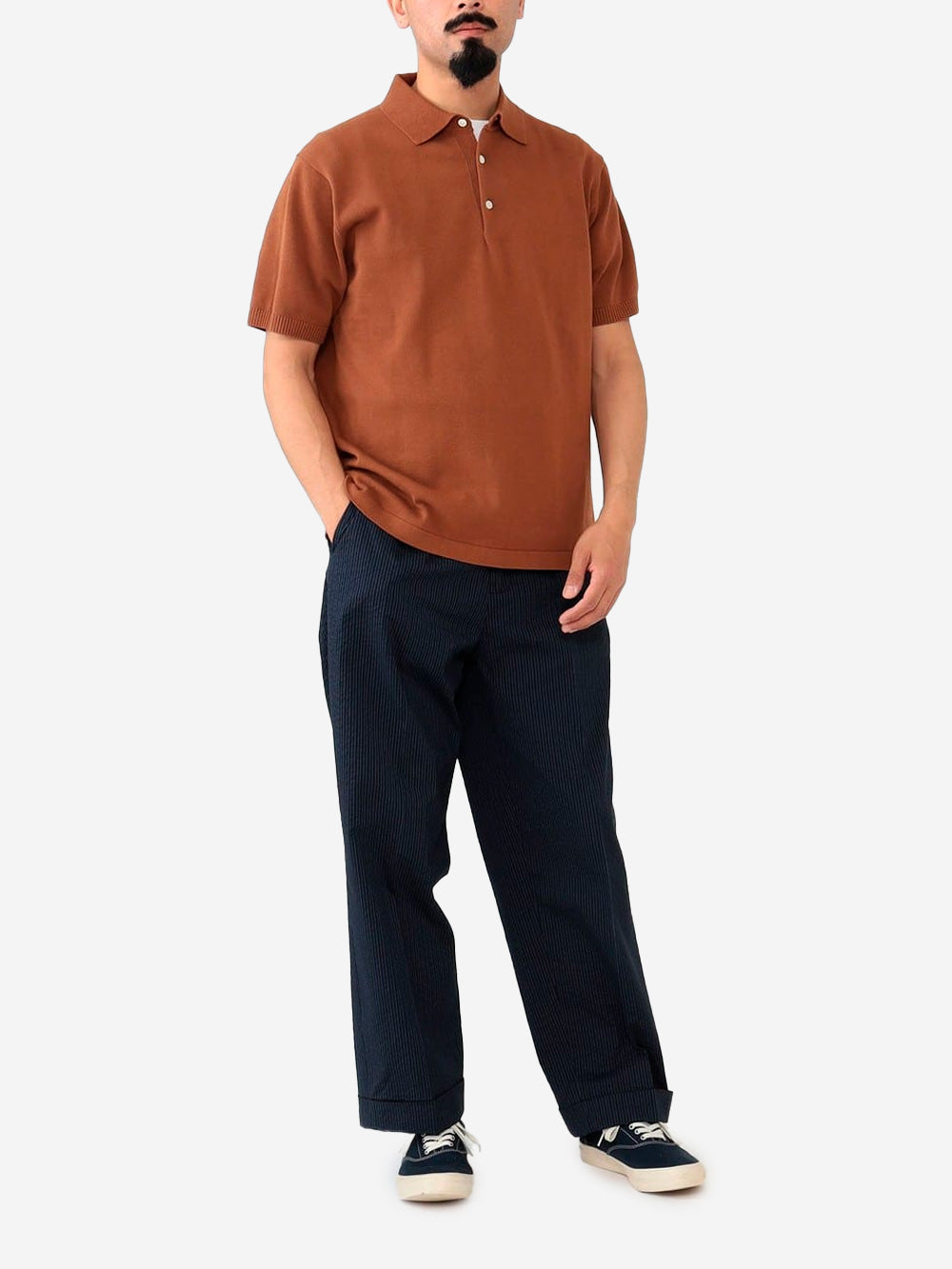 BEAMS PLUS Polo marrone in maglia 12G Marrone Urbanstaroma