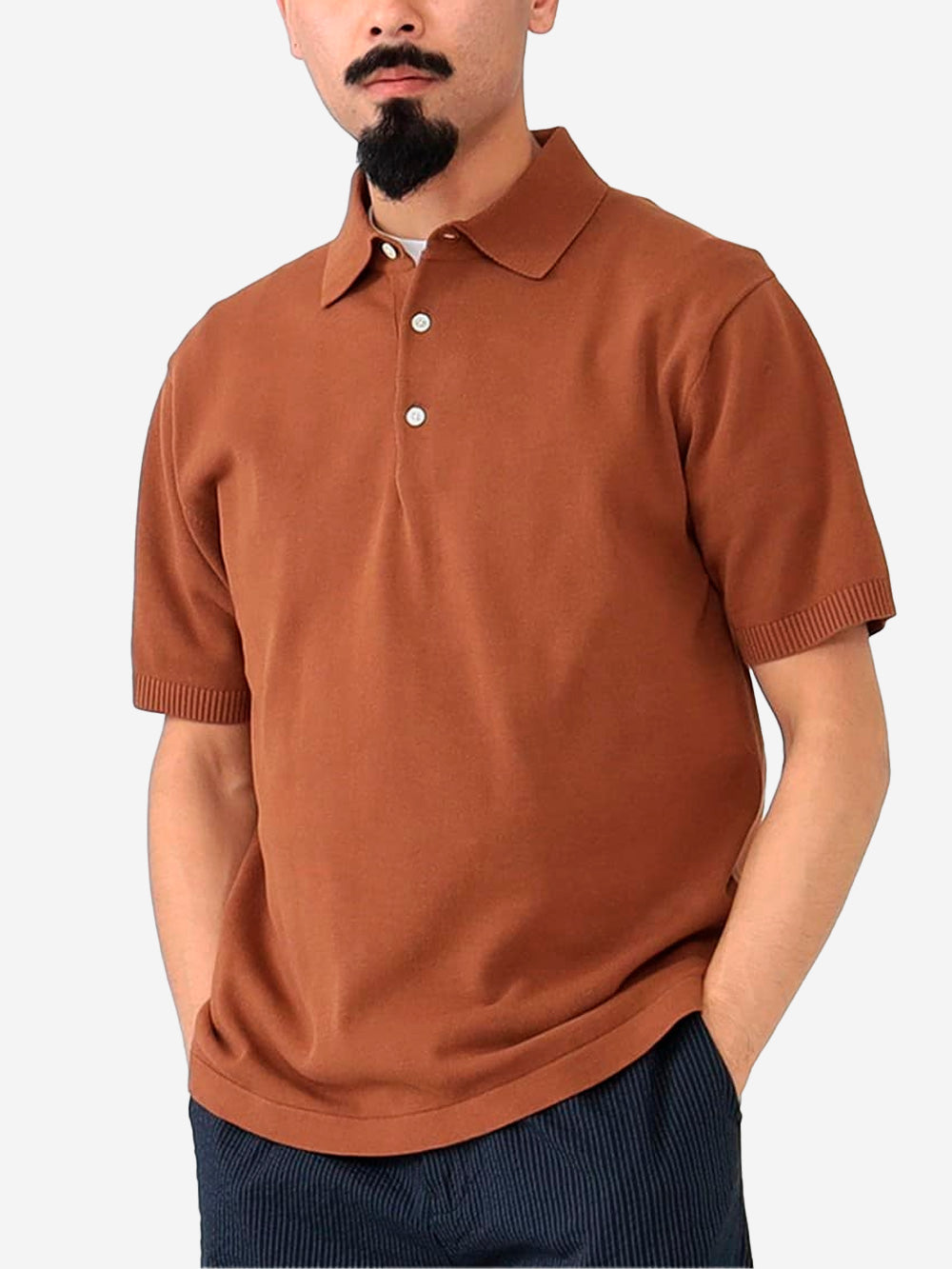 BEAMS PLUS Polo marrone in maglia 12G Marrone Urbanstaroma