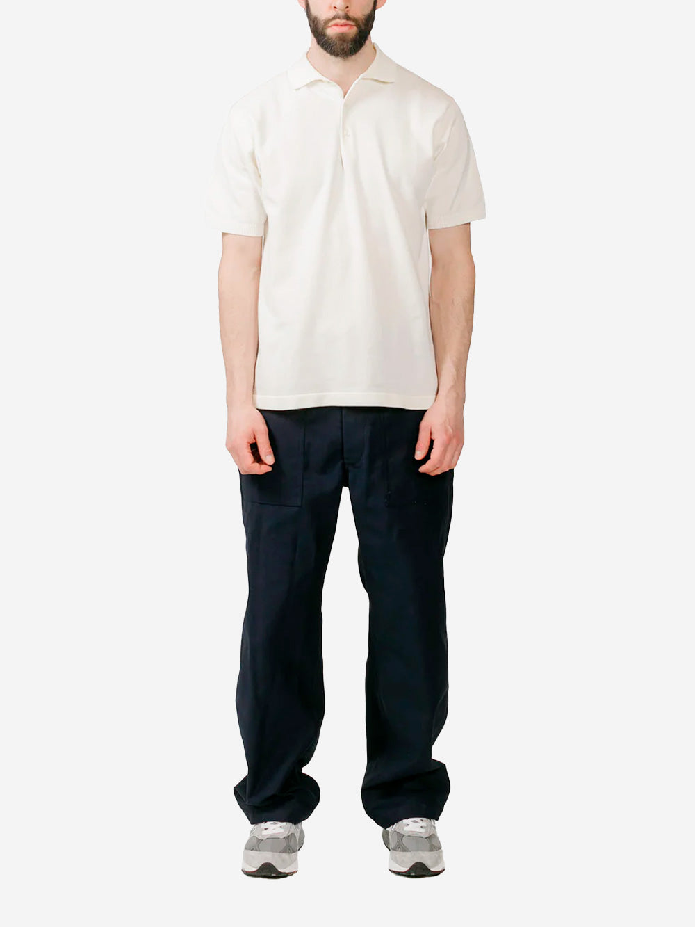 BEAMS PLUS Polo bianca in maglia 12G Off white Urbanstaroma
