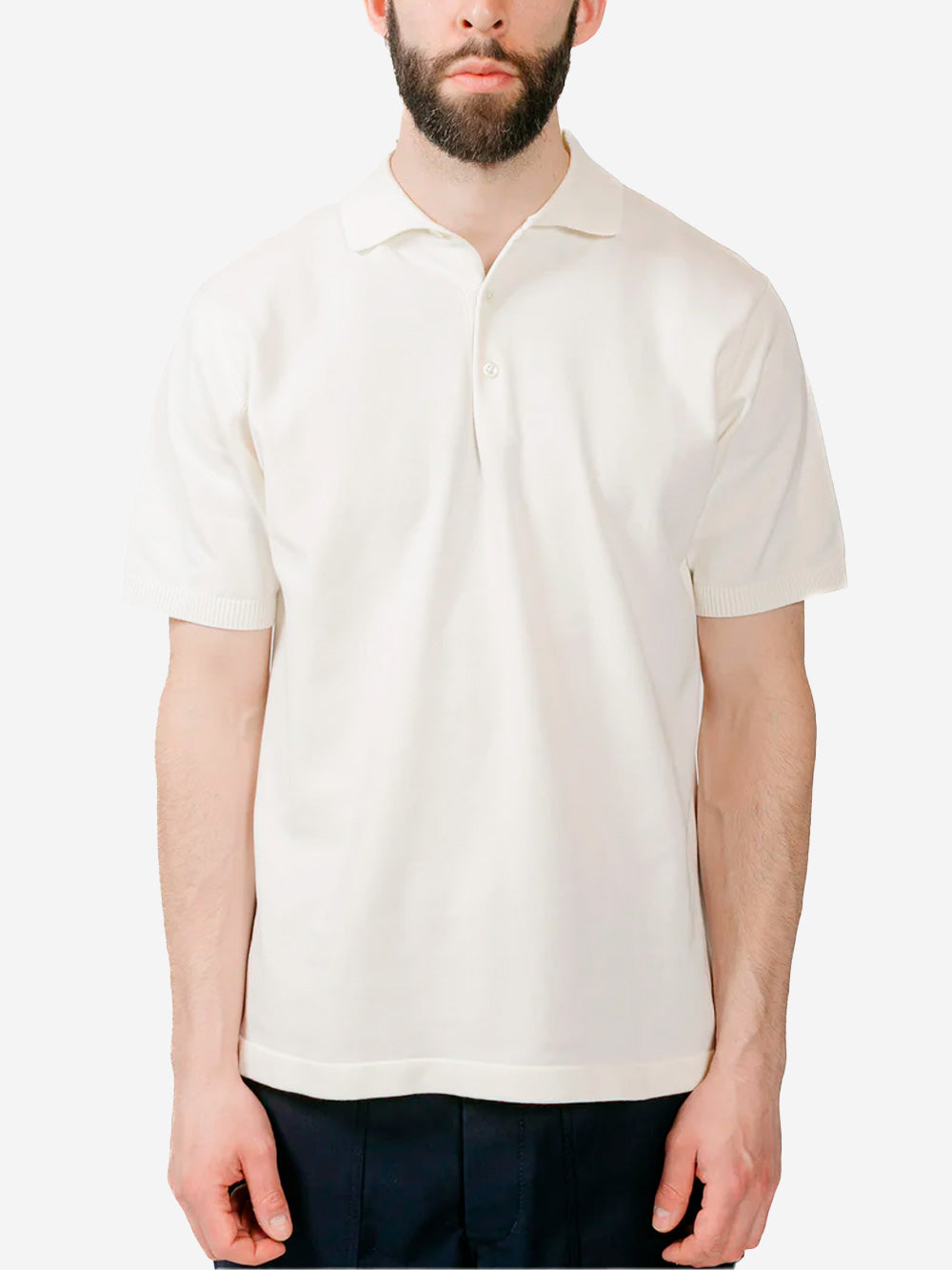 BEAMS PLUS Polo bianca in maglia 12G Off white Urbanstaroma