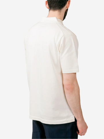 BEAMS PLUS Polo bianca in maglia 12G Off white