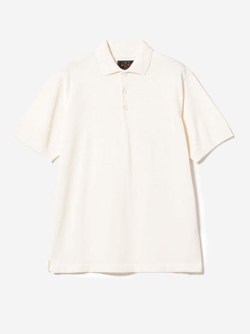 BEAMS PLUS Polo bianca in maglia 12G Off white