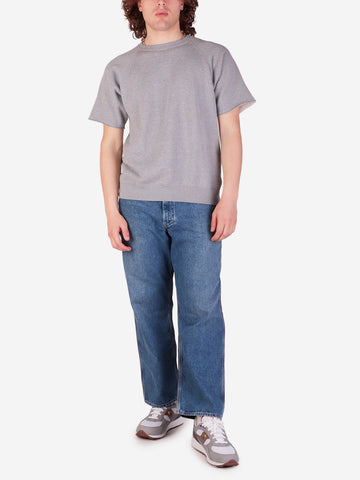 BEAMS PLUS Felpa grigia a Maniche Corte cut off in Cotone Azuma Grigio