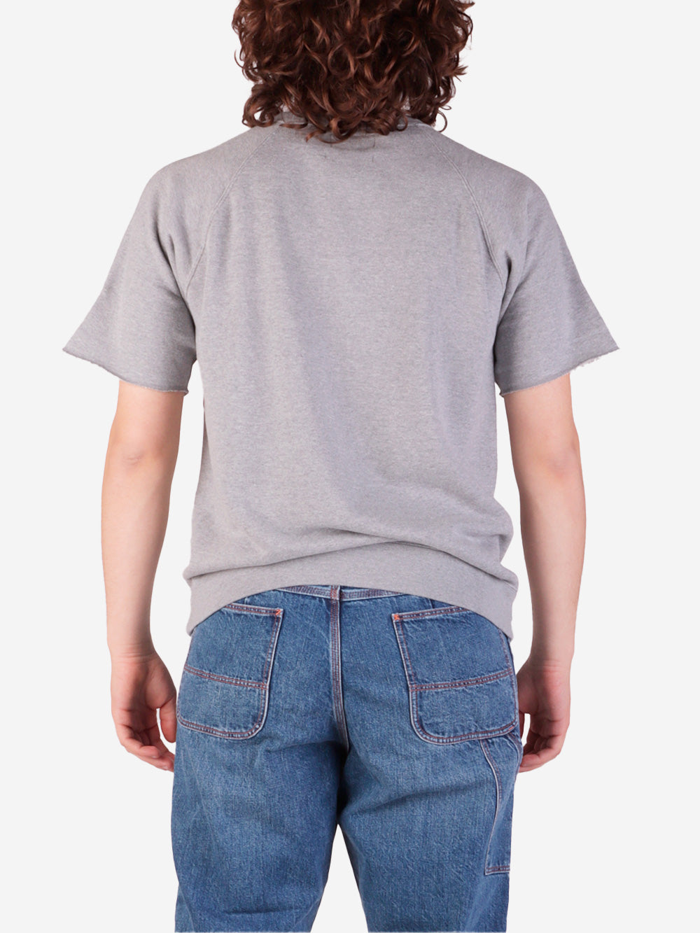 BEAMS PLUS Felpa grigia a Maniche Corte cut off in Cotone Azuma Grigio Urbanstaroma