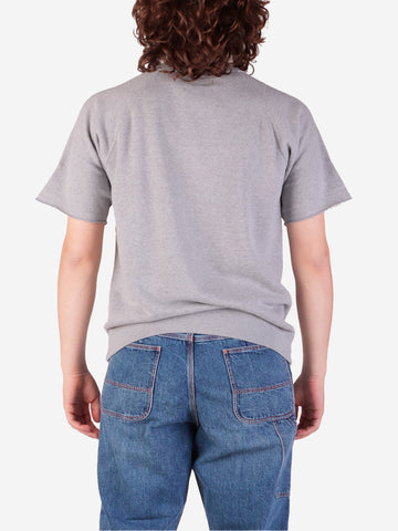 BEAMS PLUS Felpa grigia a Maniche Corte cut off in Cotone Azuma Grigio