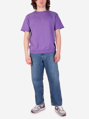 BEAMS PLUS Felpa a Maniche Corte cut off in Cotone Azuma viola
