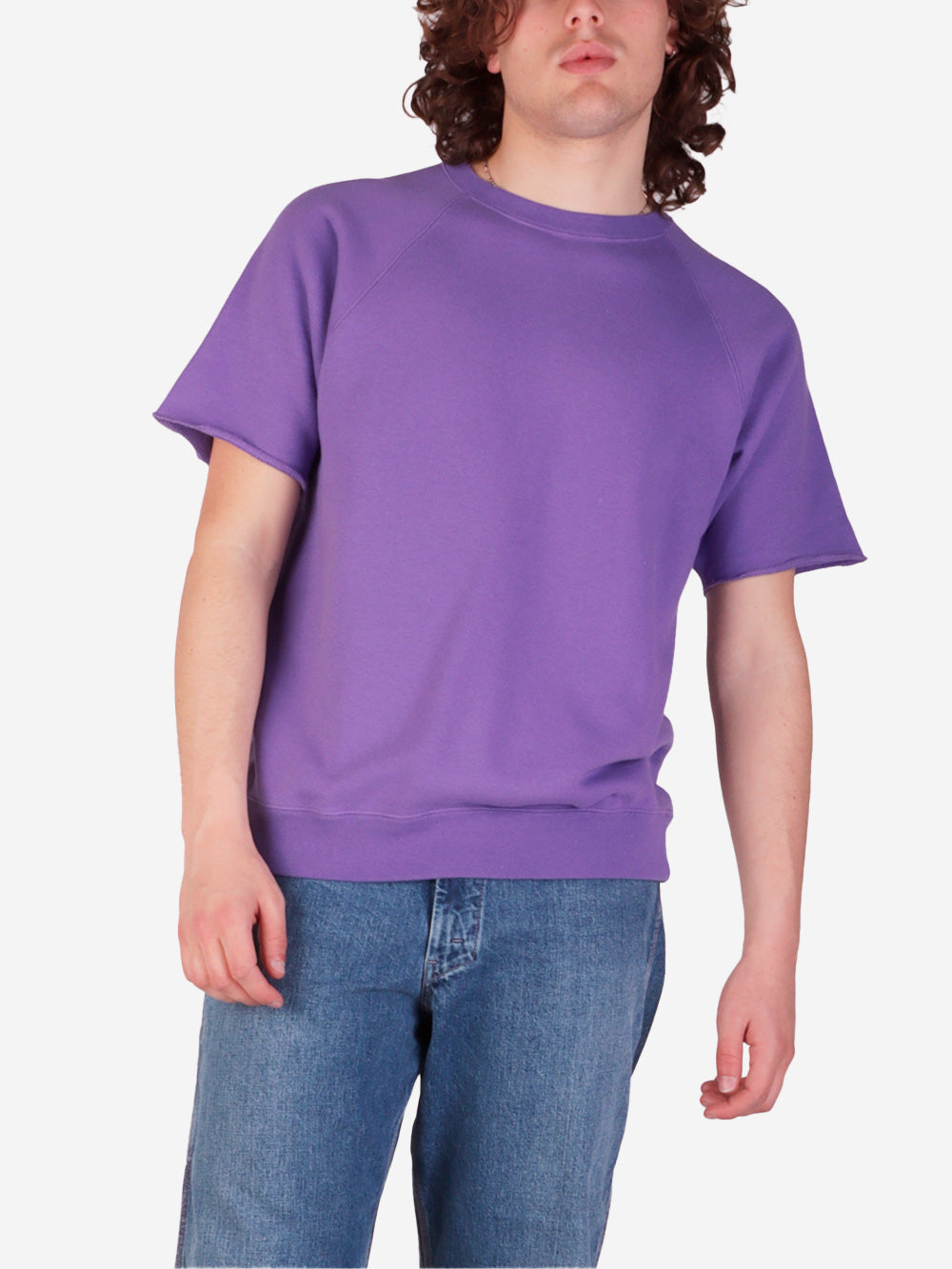 BEAMS PLUS Felpa a Maniche Corte cut off in Cotone Azuma viola Urbanstaroma