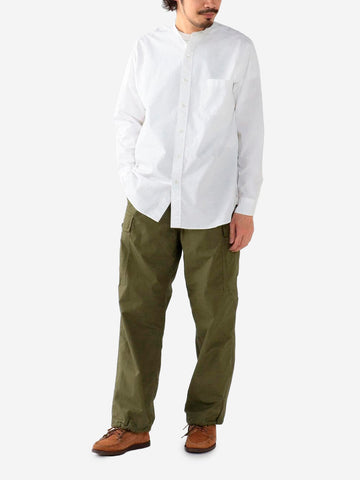 BEAMS PLUS Camicia bianca con colletto alla coreana in Cotone egiziano Bianco